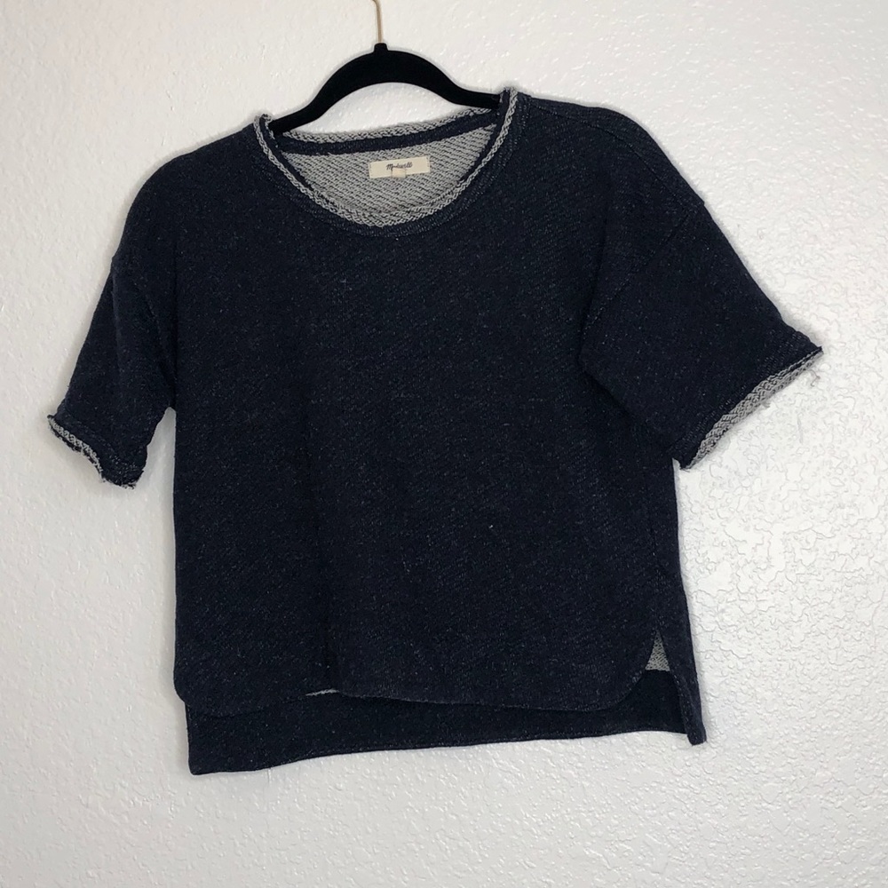 Madewell Navy Blue Cropped Short Sleeve Top